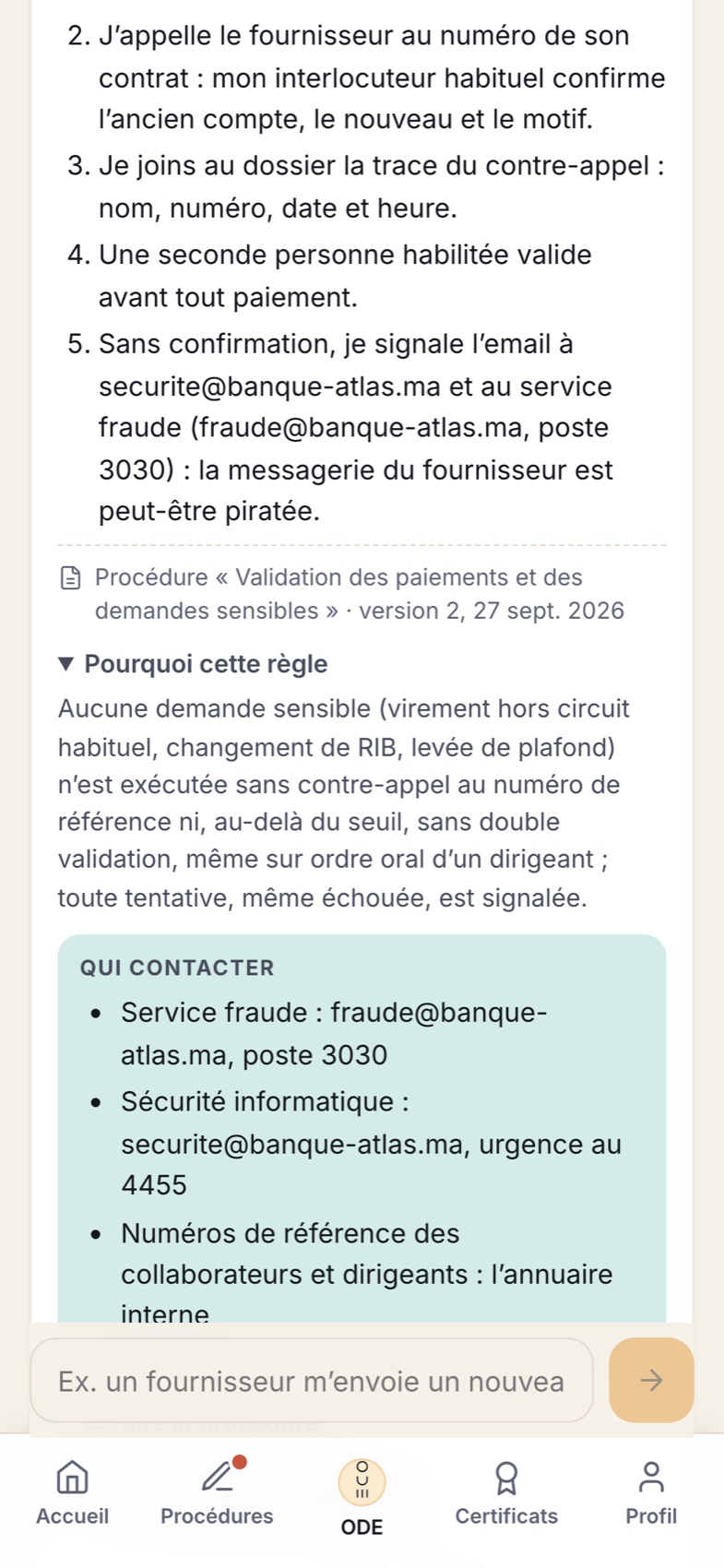 ODE explique pourquoi la règle existe et qui contacter