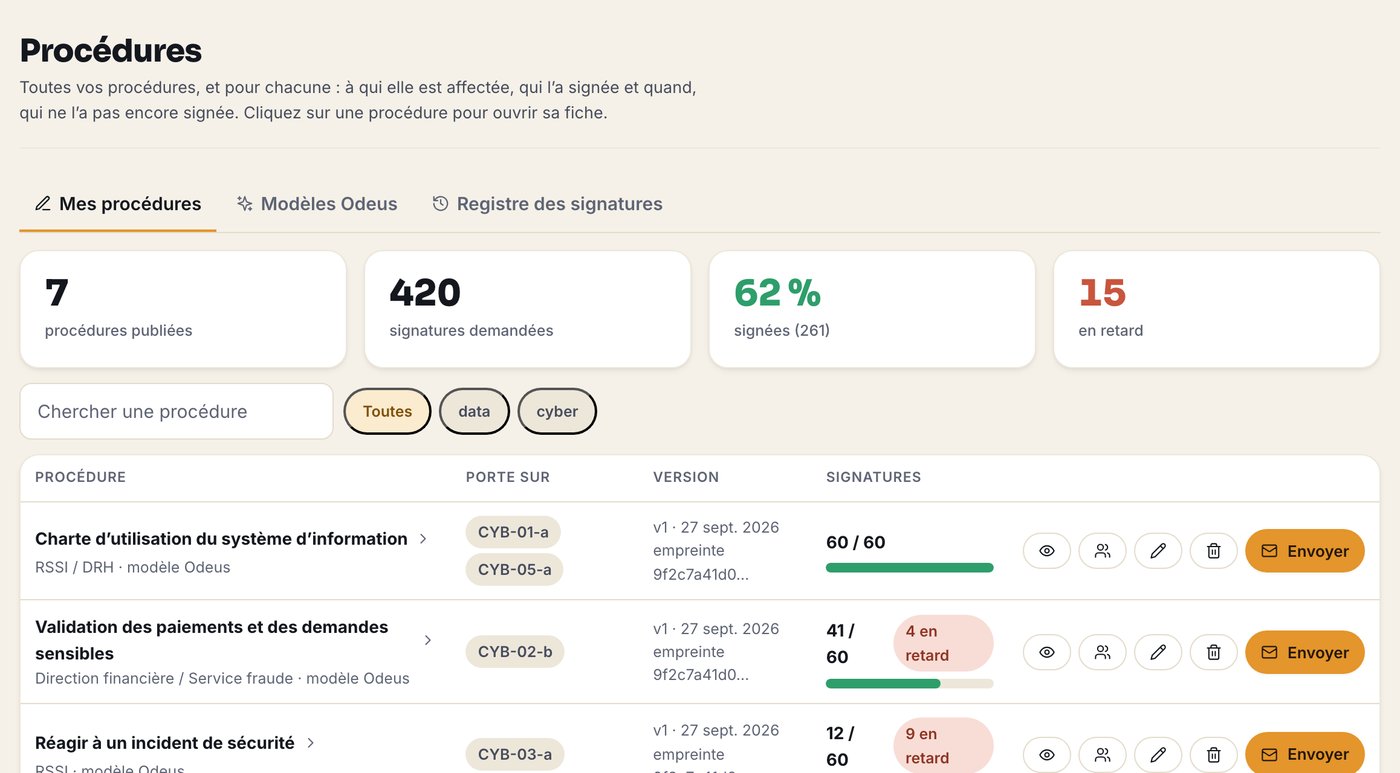 Console Odeus : procédures et signatures